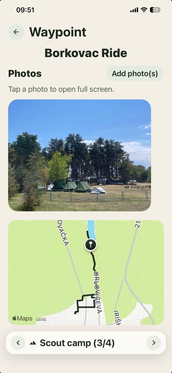 Photos saved with a waypoint